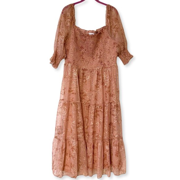 NWT Baltic Born Fabian Jacquard Midi Dress Mauve + Gold Size 3X Wedding Guest - Picture 1 of 12